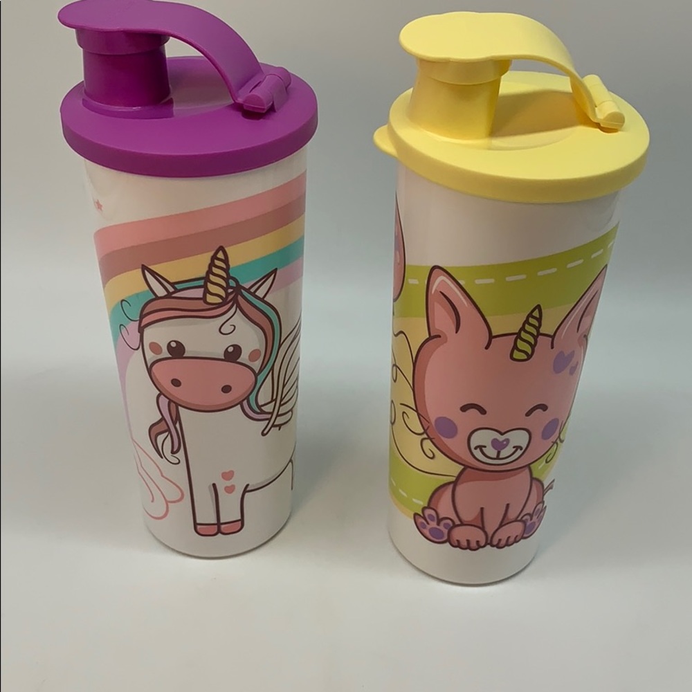 Tupperware 16 Oz Tumbler Unicorn and Unicorn Cat